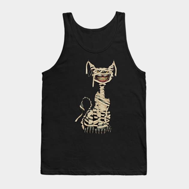 Black Cat Mummy Halloween Tank Top by ChristianCrecenzio